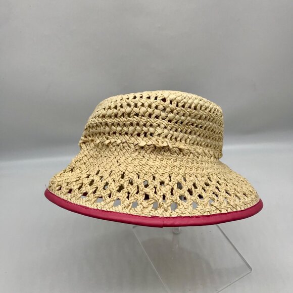 On 34th Beige & Pink Straw Bucket Hat - Picture 4 of 10